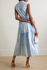 Arya tiered pleated striped cotton-poplin midi dress