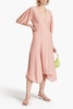 Riven pleated silk-crepon midi dress