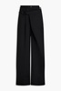 Pleated layered twill wide-leg pants