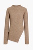 Krissa asymmetric brushed ribbed-knit sweater