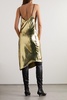 Alena draped metallic lamé midi dress