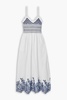 Bianca smocked embroidered cotton midi dress