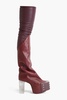 Smooth and stretch-leather platform over-the-knee boots