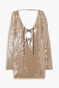 Solarium open-back sequined stretch-tulle mini dress