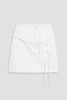 Bow-detailed cotton-poplin mini skirt