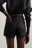 Pixie belted lace-trimmed linen shorts