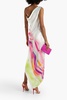 Penelope asymmetric draped tie-dyed silk midi dress