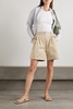 Pleated  cotton-twill shorts