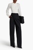 Pleated layered twill wide-leg pants