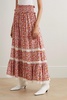 Clotilde lace-trimmed floral-print crepe de chine maxi skirt