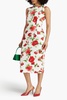 Floral-print cotton-blend twill midi dress