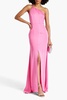 One-shoulder silk-crepe gown