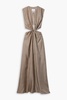 Linka cutout twist-front printed silk-twill maxi dress