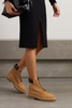 Leather-trimmed nubuck ankle boots