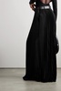 Belted pleated satin maxi skirt