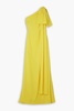 Gala one-shoulder bow-embellished georgette gown