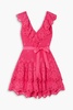 Coco belted ruffled crocheted cotton mini dress