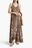 Crystal-embellished printed silk crepe de chine maxi dress