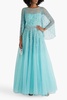 Hestia cape-effect embellished tulle gown