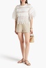 Linen crocheted lace and silk-organza top