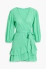 Tabitha ruffled cotton mini wrap dress