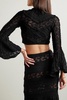 Yam cropped stretch lace and gauze top