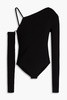 Asymmetric stretch-knit bodysuit