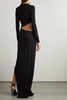 Asymmetric embellished cutout stretch-crepe gown