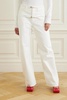 Le De Nimes Caraco belted frayed high-rise wide-leg jeans