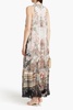 Crystal-embellished printed silk-crepon maxi dress