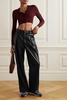 Tunnel Vision pleated faux leather straight-leg pants