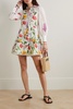 Begonia guipure lace-trimmed floral-print cotton-blend voile mini shirt dress