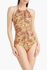 Annika printed halterneck swimsuit