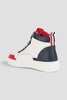 Color-block pebbled-leather high-top sneakers