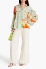 Crystal-embellished floral-print silk crepe de chine blouse