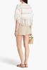 Linen crocheted lace and silk-organza top