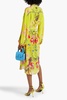 Crystal-embellished printed silk crepe de chine midi dress