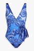 Wrap-effect paisley-print swimsuit