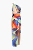 Sorin one-shoulder cutout printed mesh maxi dress