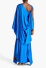 Senvu draped printed silk-twill maxi dress