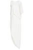 Asymmetric draped satin maxi dress