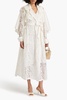 Double-breasted cotton-blend corded lace trench coat