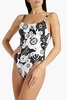 Summer of Love ring-embellished floral-print swimsuit