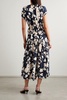 Cape-effect ruffled floral-print silk-crepe midi dress