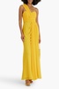 One-shoulder draped chiffon gown