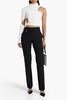 One-shoulder cutout cropped crepe top