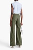 Cotton-blend twill wide-leg pants