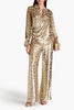 Luella wrap-effect metallic fil coupé Lurex and silk-blend blouse