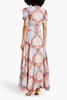 Pleated printed silk-georgette maxi dress