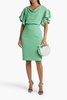 Ruffled draped crepe dress